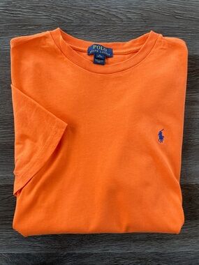 Polo Ralph Lauren T-Shirt Boys Size Large Orange Crewneck Short Sleeve
